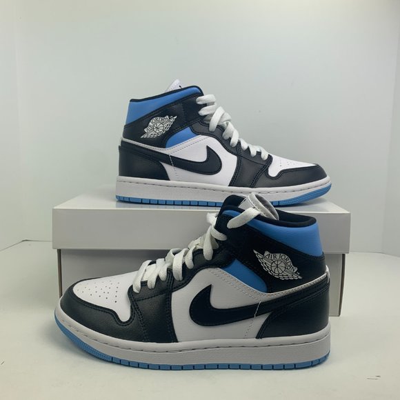 Jordan Shoes - Women's Nike Air Jordan 1 Retro Mid University Blue UNC White BQ6472-102